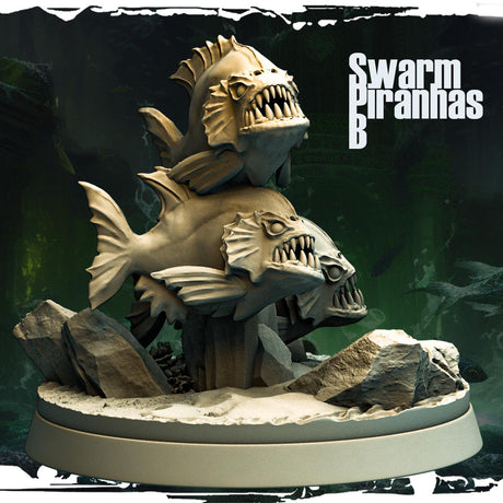 Swarm Piranhas Miniature | Piranha Swarm B - Tabletop RPG & D&D miniature. Perfect for wargaming & collectors