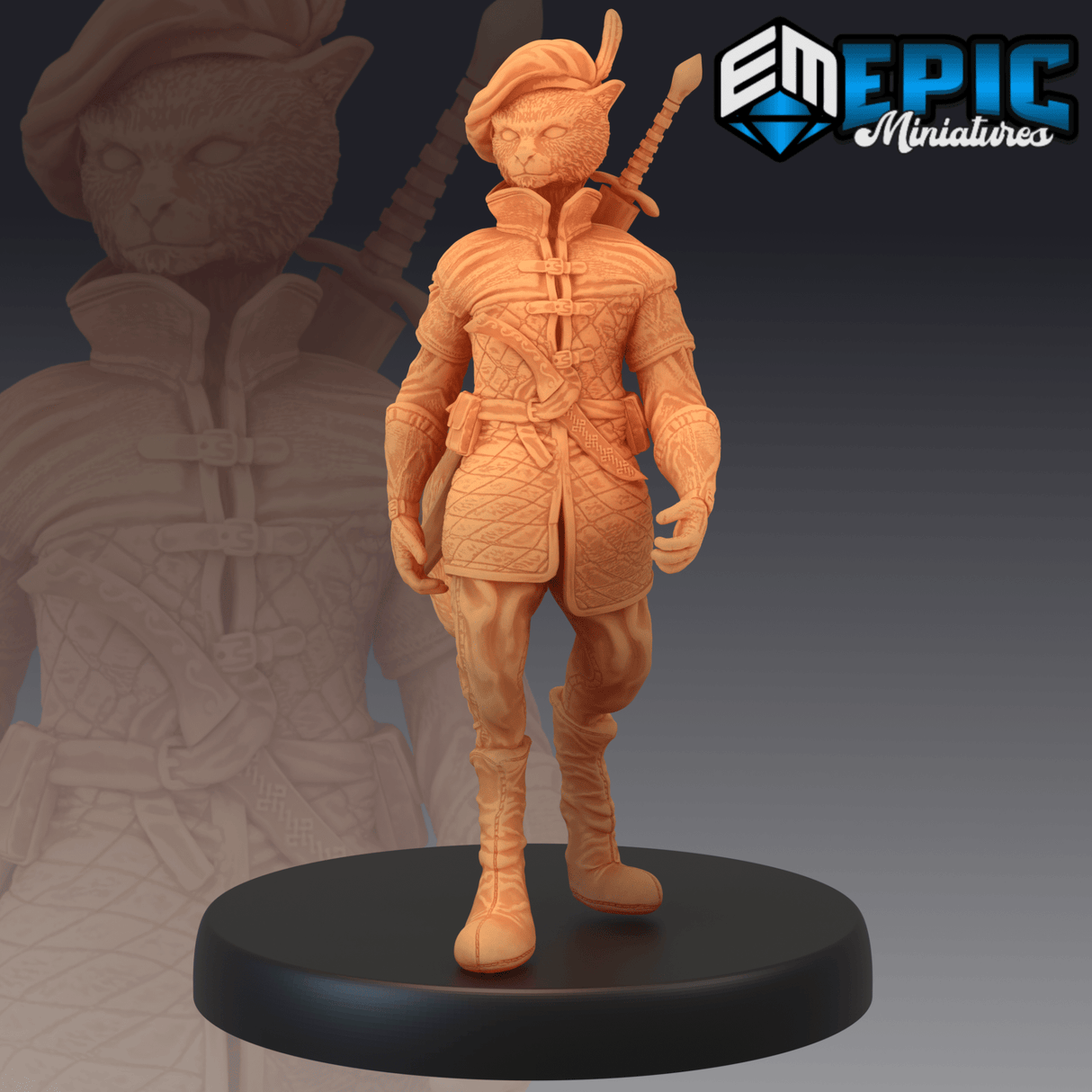 Tabaxi Black Cat Rogue Miniature | A - Tabletop RPG & D&D miniature. Perfect for wargaming & collectors