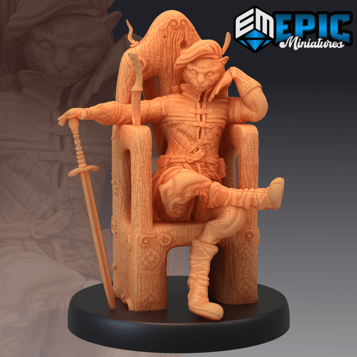 Tabaxi Black Cat Rogue Miniature | C - Tabletop RPG & D&D miniature. Perfect for wargaming & collectors