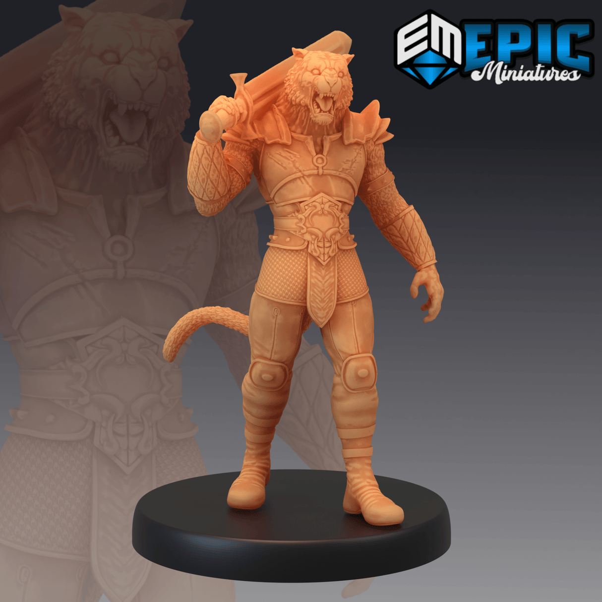 Tabaxi Tiger General Miniature | A - Tabletop RPG & D&D miniature. Perfect for wargaming & collectors