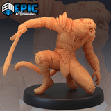 Tabaxi Tiger General Miniature | C - Tabletop RPG & D&D miniature. Perfect for wargaming & collectors