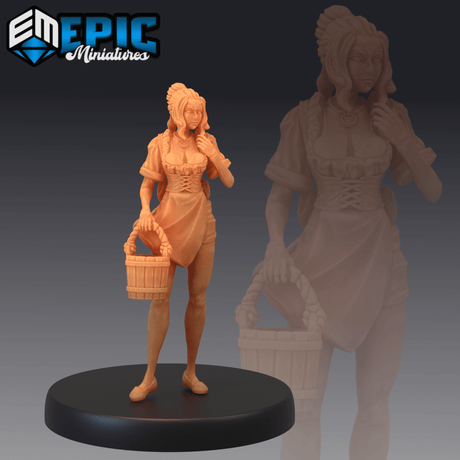 Tavern Waitress Miniature | B - Tabletop RPG & D&D miniature. Perfect for wargaming & collectors