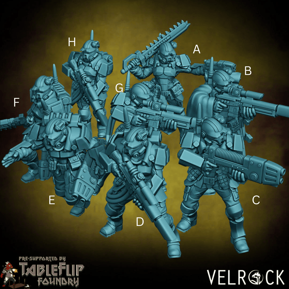 Tempest Guardsmen Miniature | Set of 8 - Tabletop RPG & D&D miniature. Perfect for wargaming & collectors
