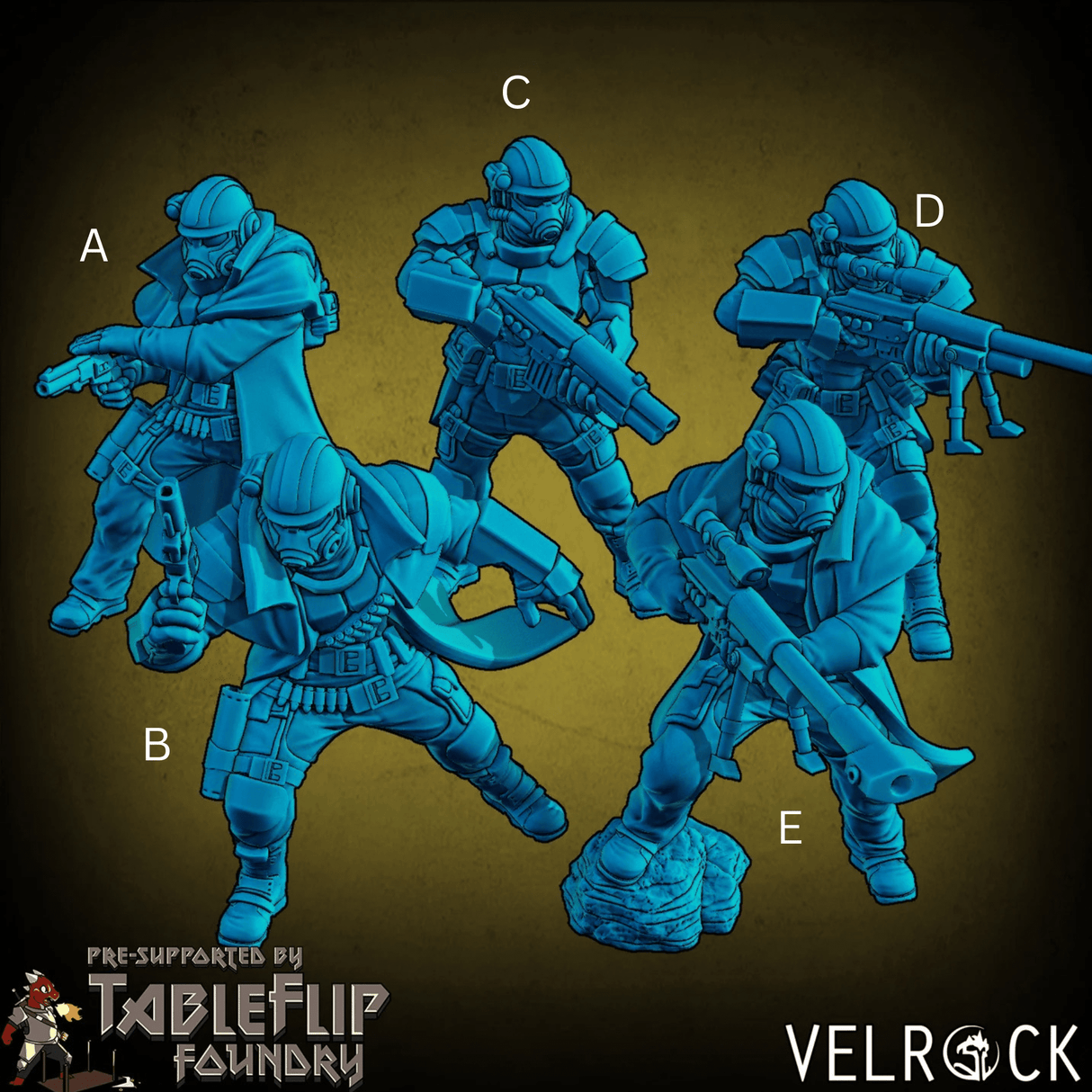 Tempest Guardsmen Rangers Miniature | Set of 5 - Tabletop RPG & D&D miniature. Perfect for wargaming & collectors