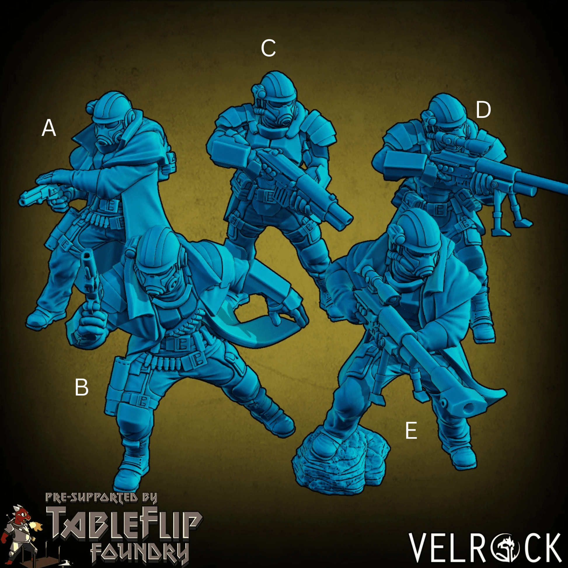Tempest Guardsmen Rangers Miniature - Set of 5 - 32mm