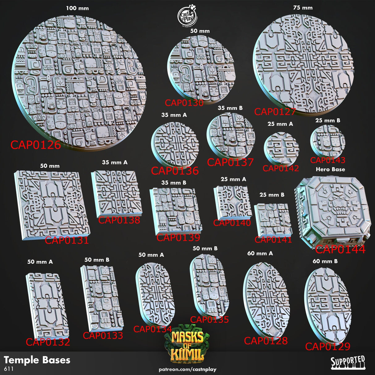 Temple Bases Miniature | 16pc 25mm - Tabletop RPG & D&D miniature. Perfect for wargaming & collectors