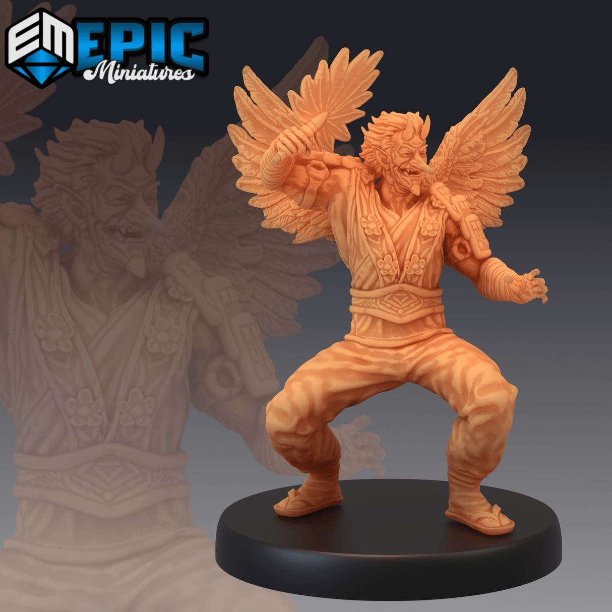 Tengu Angel Miniature | B - Tabletop RPG & D&D miniature. Perfect for wargaming & collectors