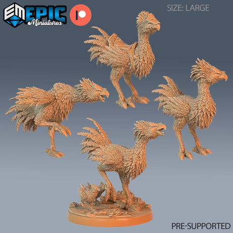 Terror Bird Miniature | Set of 4 - Tabletop RPG & D&D miniature. Perfect for wargaming & collectors