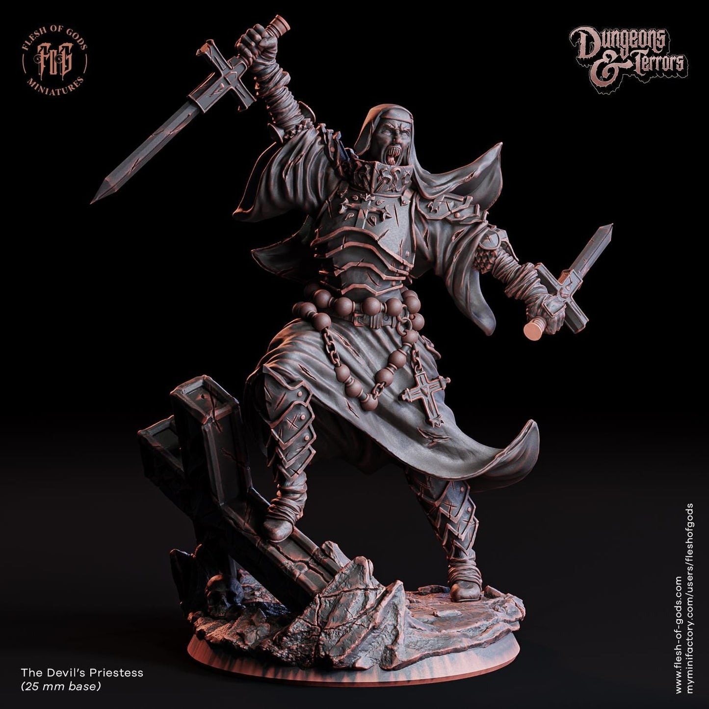 The Ancient Vampire Miniature - Devil&39;s Priestess - 32mm
