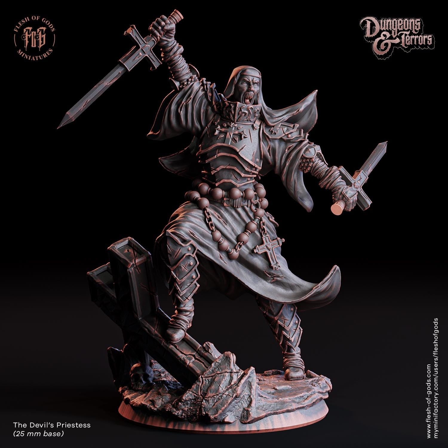 The Ancient Vampire Miniature - Devil&39;s Priestess - 32mm
