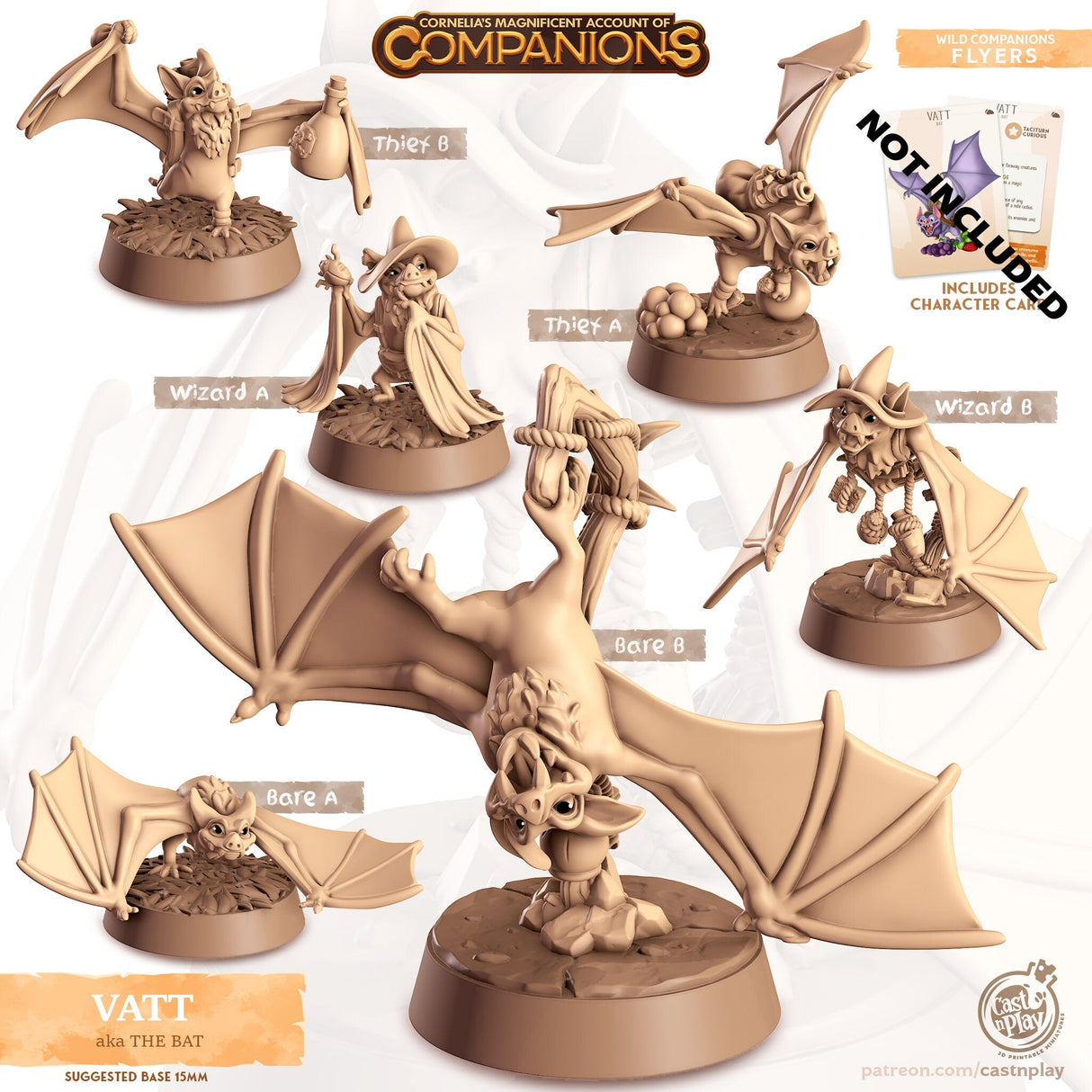 The Bat Companion Miniature | Bare A - Tabletop RPG & D&D miniature. Perfect for wargaming & collectors