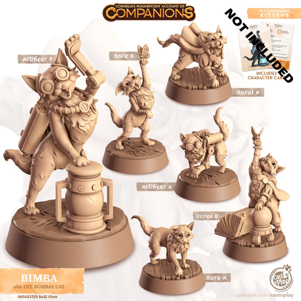 The Bombay Cat Companion Miniature | Scientist/Artif A - Tabletop RPG & D&D miniature. Perfect for wargaming & collectors