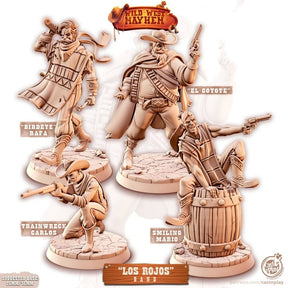 The Cowboy Rojos Band Mexican Outlaw Miniature | Set of 4 - Tabletop RPG & D&D miniature. Perfect for wargaming & collectors
