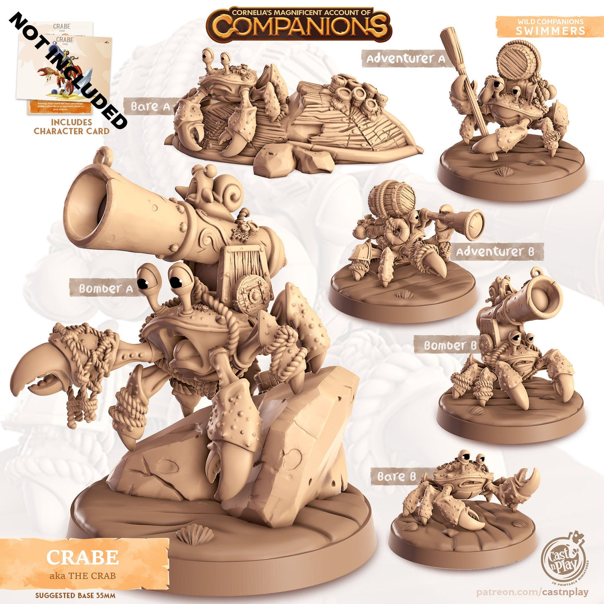 The Crab Companion Miniature | Adventurer A - Tabletop RPG & D&D miniature. Perfect for wargaming & collectors