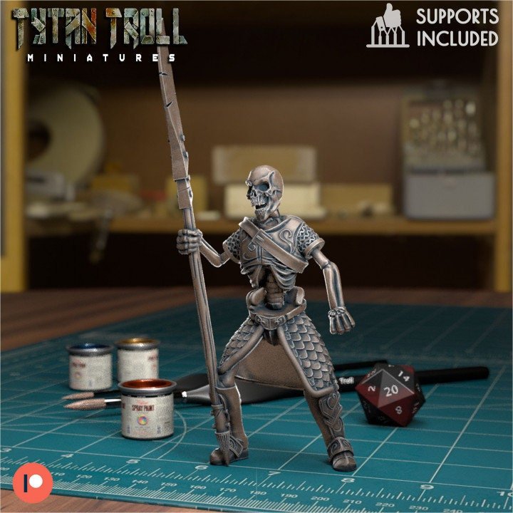 The Crypt Skeleton Bundle Miniature | Skeleton 3 - Tabletop RPG & D&D miniature. Perfect for wargaming & collectors