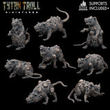 The Giant Plague Rat Miniature | Full Set All Models - Tabletop RPG & D&D miniature. Perfect for wargaming & collectors