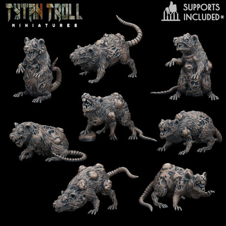The Giant Plague Rat Miniature | Full Set All Models - Tabletop RPG & D&D miniature. Perfect for wargaming & collectors