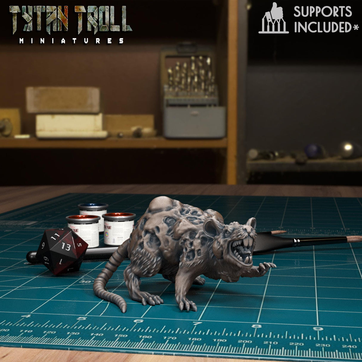 The Giant Plague Rat Miniature | Plague Rat 1 - Tabletop RPG & D&D miniature. Perfect for wargaming & collectors