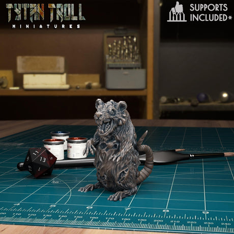 The Giant Plague Rat Miniature | Plague Rat 5 - Tabletop RPG & D&D miniature. Perfect for wargaming & collectors