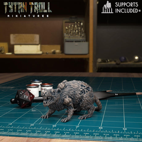 The Giant Plague Rat Miniature | Plague Rat 6 - Tabletop RPG & D&D miniature. Perfect for wargaming & collectors
