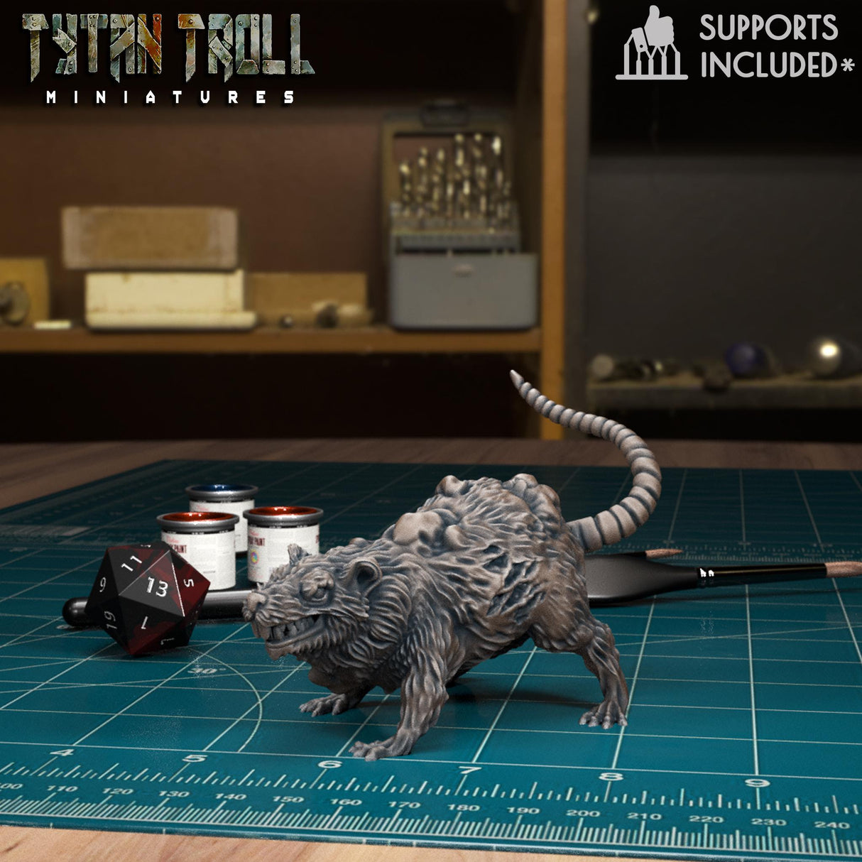 The Giant Plague Rat Miniature | Plague Rat 7 - Tabletop RPG & D&D miniature. Perfect for wargaming & collectors