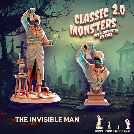 The Invisible Man classic Miniature | The Invisible Man - Tabletop RPG & D&D miniature. Perfect for wargaming & collectors