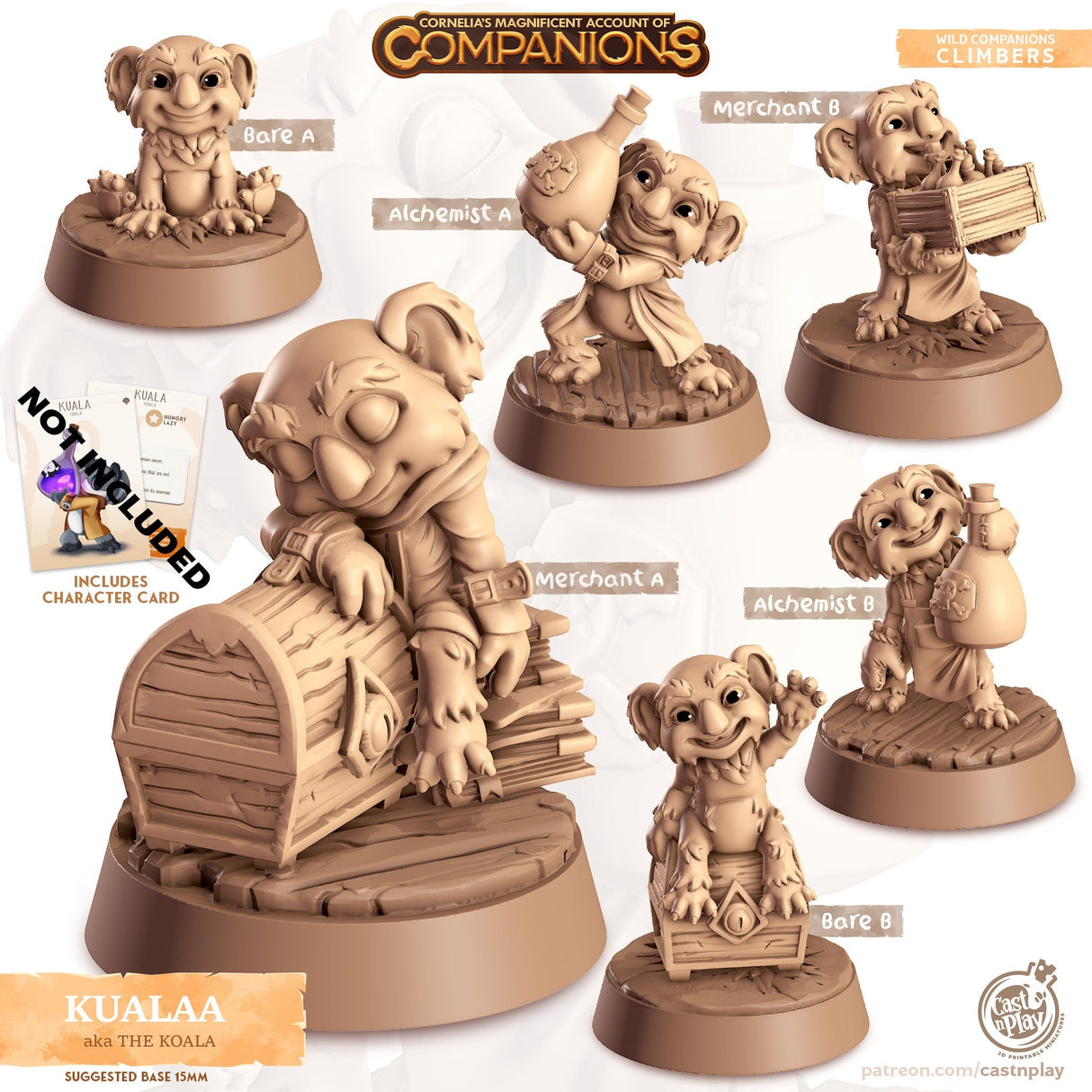 The Koala Companion Miniature | Alchemist A - Tabletop RPG & D&D miniature. Perfect for wargaming & collectors