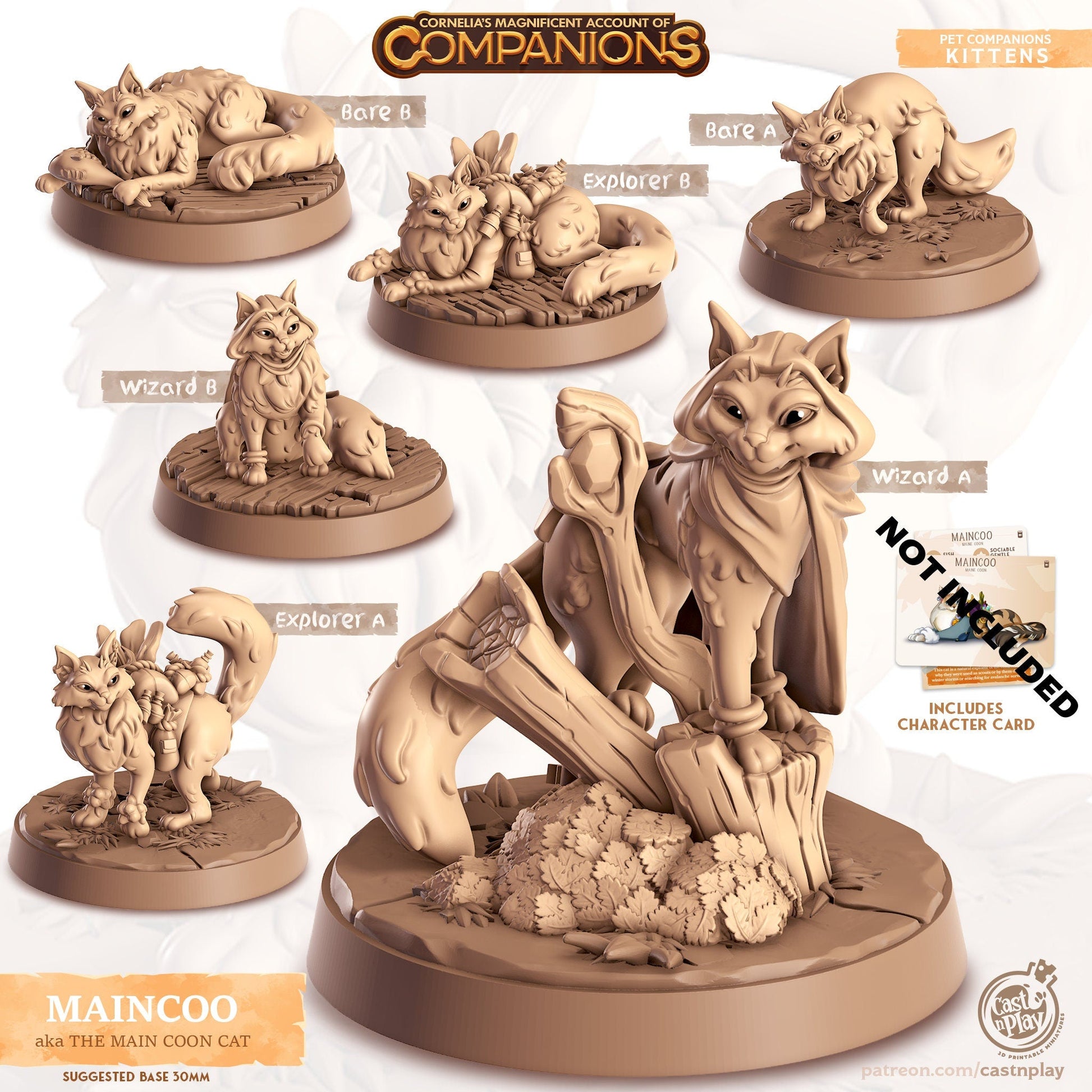 The Main Coon Cat Companion Miniature - Bare A - 32mm