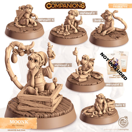 The Monkey Companion Miniature | Alchemist A - Tabletop RPG & D&D miniature. Perfect for wargaming & collectors