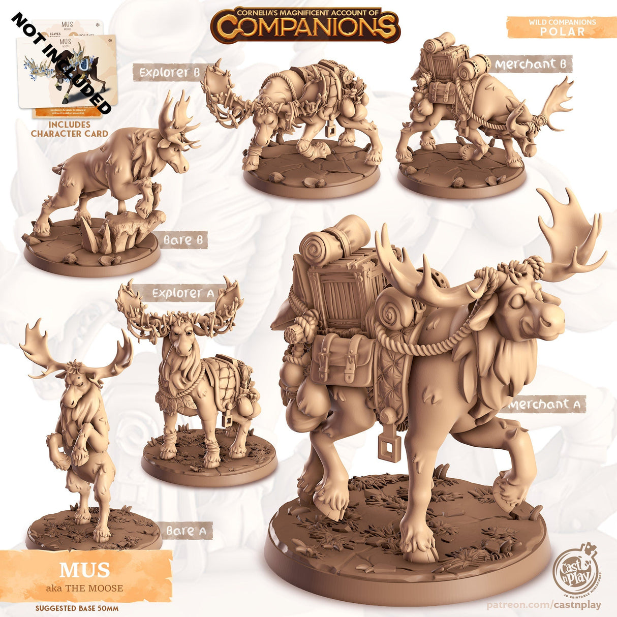 The Moose Companion Miniature | Bare A - Tabletop RPG & D&D miniature. Perfect for wargaming & collectors