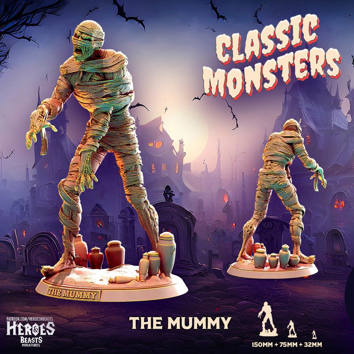 The Mummy Miniature | The Mummy - Tabletop RPG & D&D miniature. Perfect for wargaming & collectors