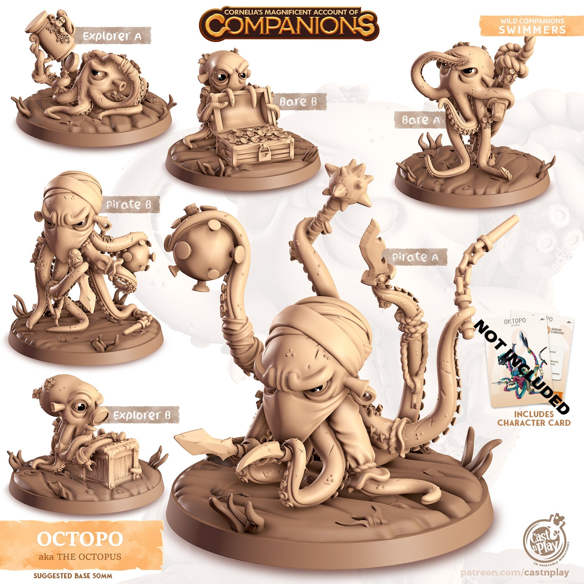 The Octopus Companion Miniature - Bare A - 32mm