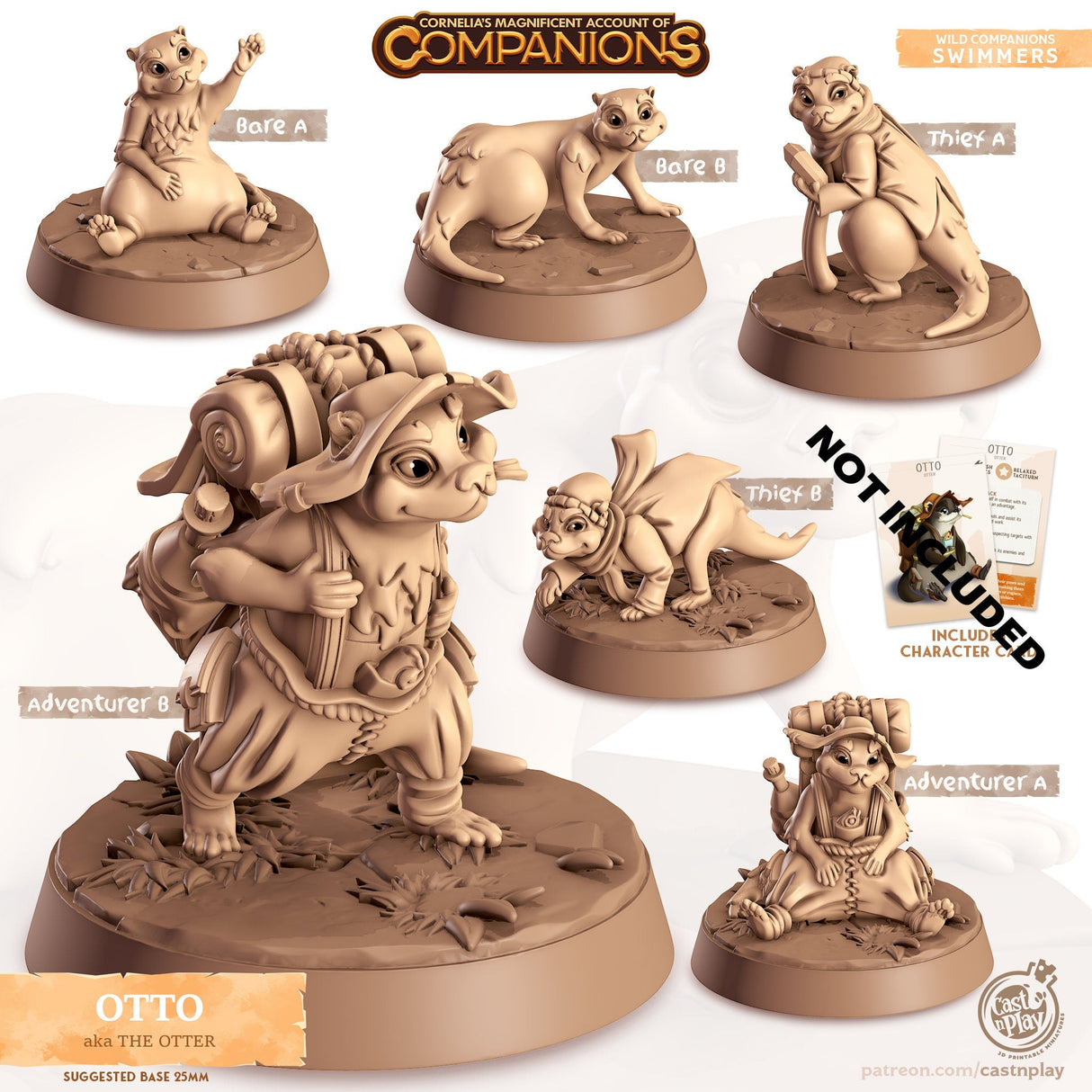 The Otter Companion Miniature | Adventurer A - Tabletop RPG & D&D miniature. Perfect for wargaming & collectors
