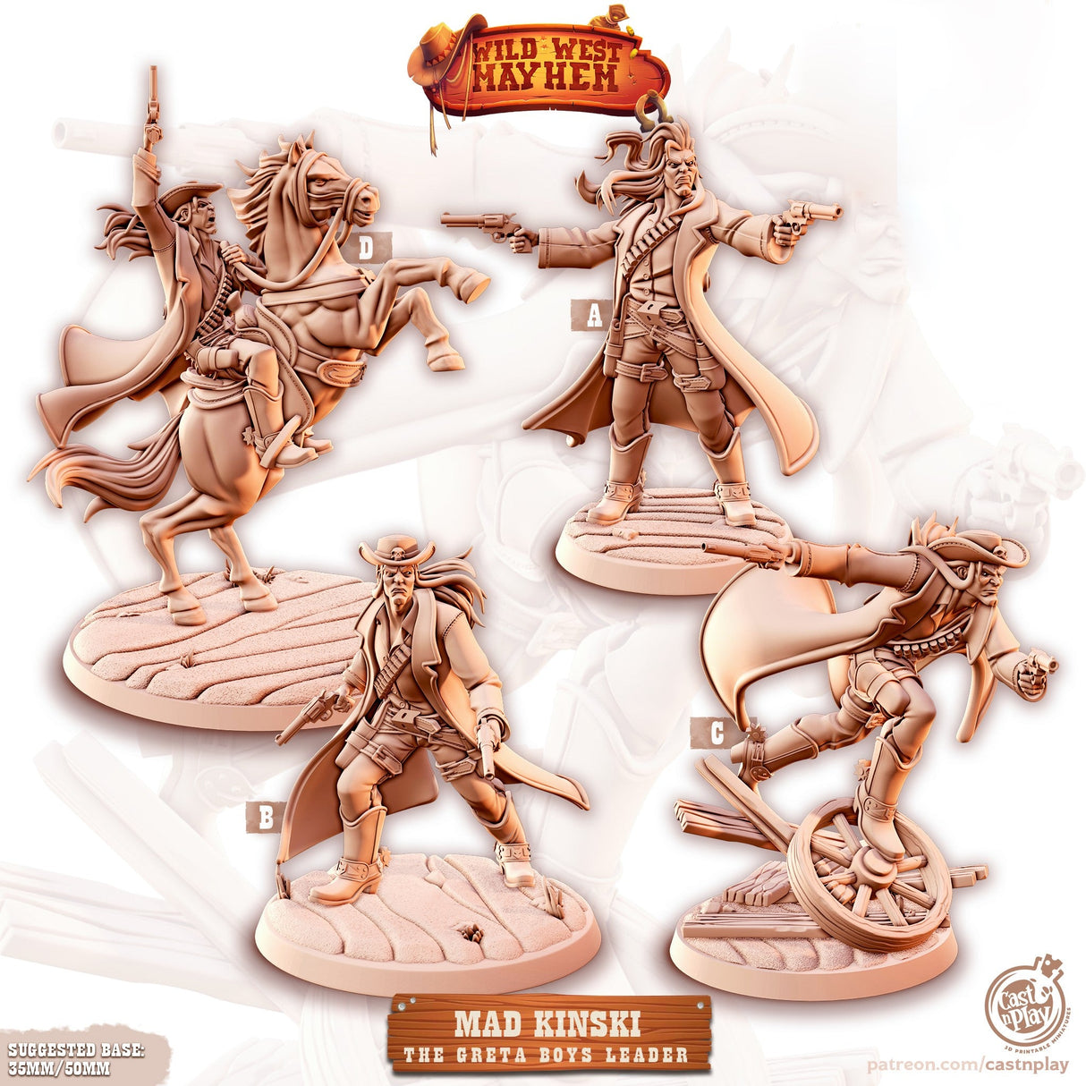 The Outlaw Gang Wild West Villain Miniature | Full Set All Models - Tabletop RPG & D&D miniature. Perfect for wargaming & collectors