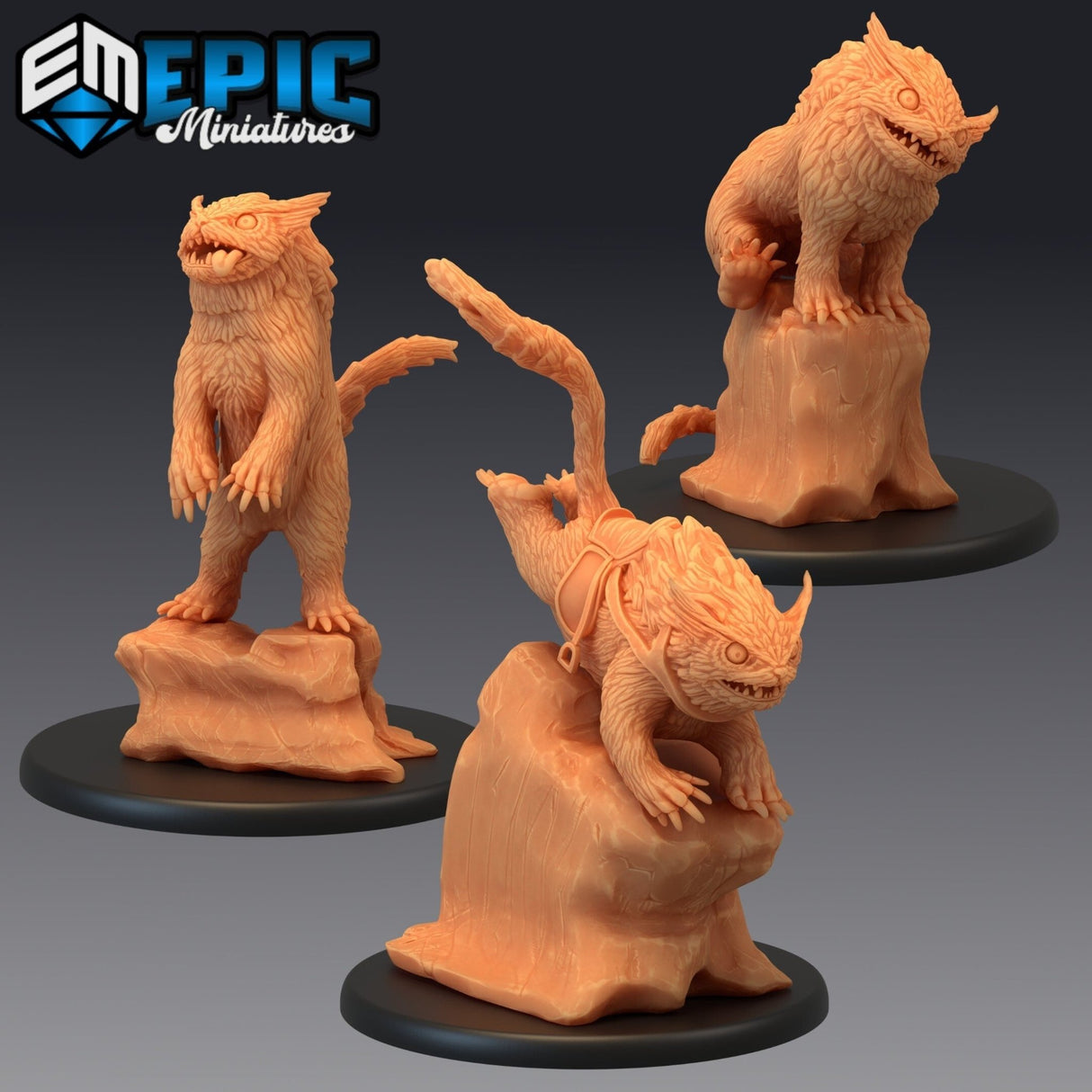 The Owlcat Miniature | Set of 3 - Tabletop RPG & D&D miniature. Perfect for wargaming & collectors