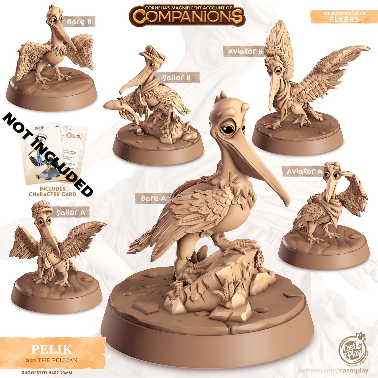 The Pelican Companion Miniature | Aviator A - Tabletop RPG & D&D miniature. Perfect for wargaming & collectors