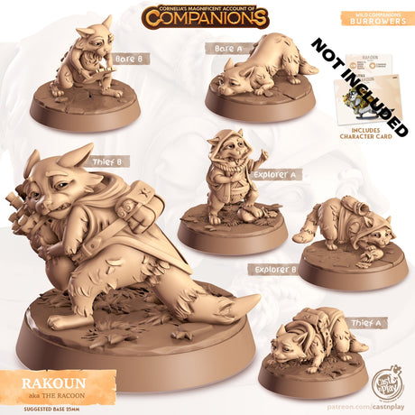 The Raccoon Companion Miniature | Bare A - Tabletop RPG & D&D miniature. Perfect for wargaming & collectors