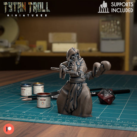 The Skeleton Wizard Miniature | C - Tabletop RPG & D&D miniature. Perfect for wargaming & collectors