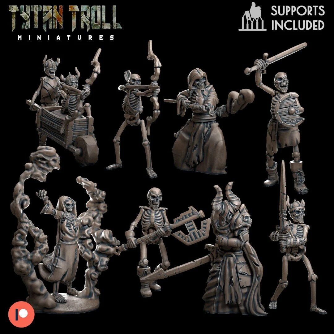 The Skeleton Wizard Miniature | set of 8 - Tabletop RPG & D&D miniature. Perfect for wargaming & collectors