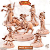 The Skull Sisters Female Outlaw Miniature | Full Set All Models - Tabletop RPG & D&D miniature. Perfect for wargaming & collectors