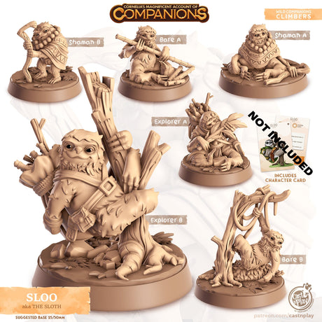 The Sloth Companion Miniature | Bare A - Tabletop RPG & D&D miniature. Perfect for wargaming & collectors