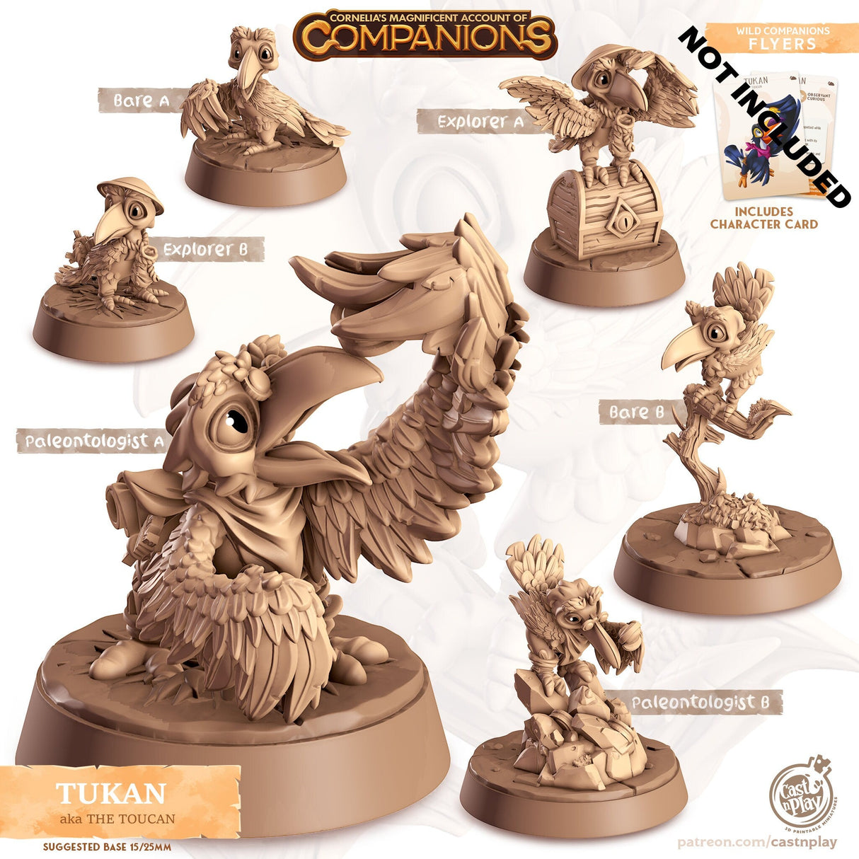 The Toucan Companion Miniature | Bare A - Tabletop RPG & D&D miniature. Perfect for wargaming & collectors