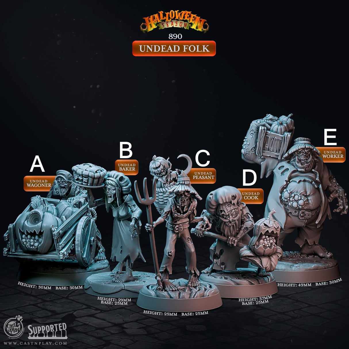 The Undead Folk Miniature | A - Tabletop RPG & D&D miniature. Perfect for wargaming & collectors