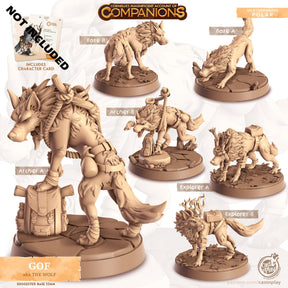 The Wolf Companion Miniature | Archer A - Tabletop RPG & D&D miniature. Perfect for wargaming & collectors