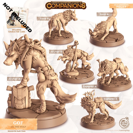The Wolf Companion Miniature | Archer A - Tabletop RPG & D&D miniature. Perfect for wargaming & collectors