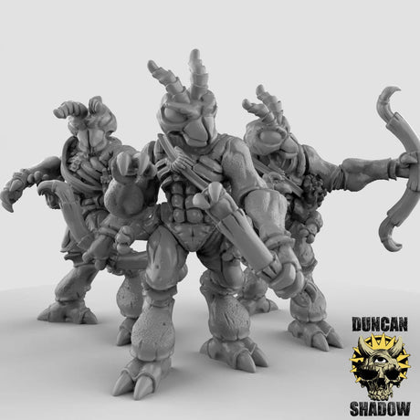 Thri Kreen Miniature bowmen | Set of 3 - Tabletop RPG & D&D miniature. Perfect for wargaming & collectors