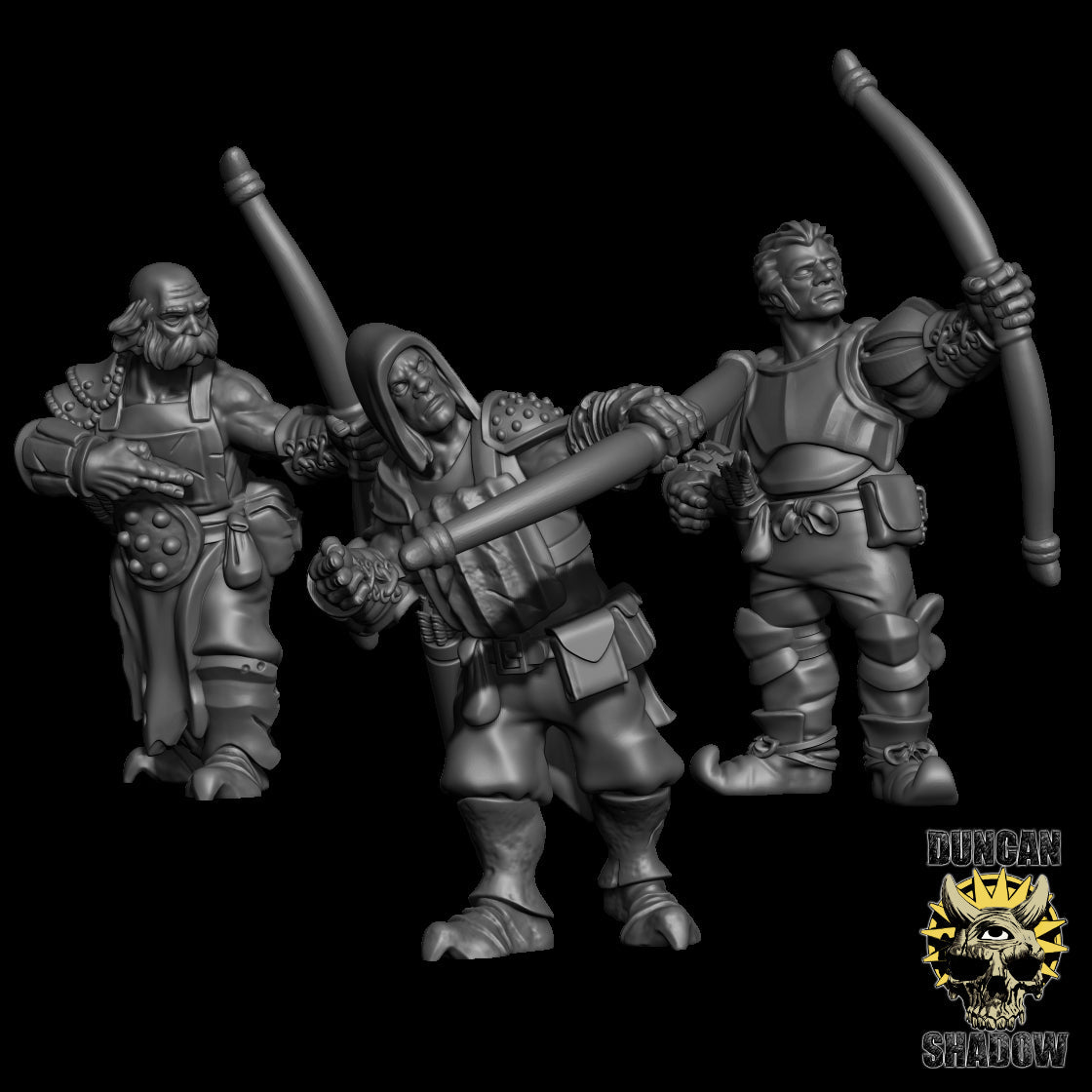 Thugs with Bows Miniature | Set of 3 - Tabletop RPG & D&D miniature. Perfect for wargaming & collectors