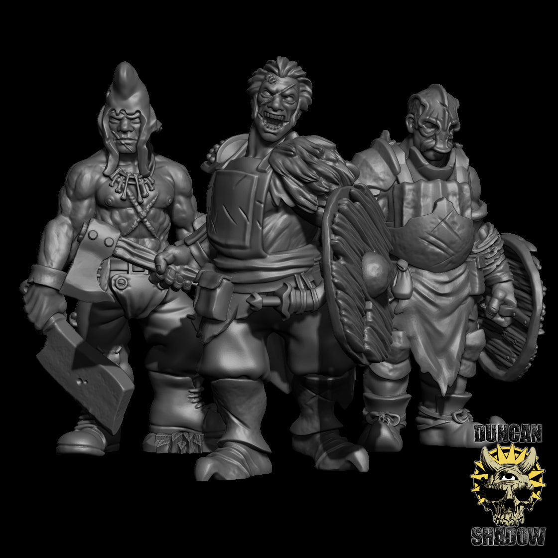 Thugs with Hand Weapons Miniature | Set of 3 - Tabletop RPG & D&D miniature. Perfect for wargaming & collectors