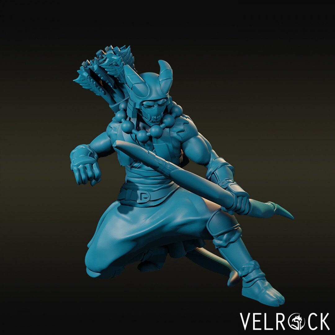 Tiefling Ninja Miniature | A - Tabletop RPG & D&D miniature. Perfect for wargaming & collectors