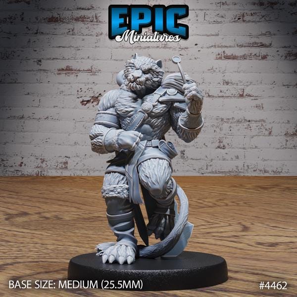 Tiger Folk Adventurer Miniature | 4462 - Tabletop RPG & D&D miniature. Perfect for wargaming & collectors